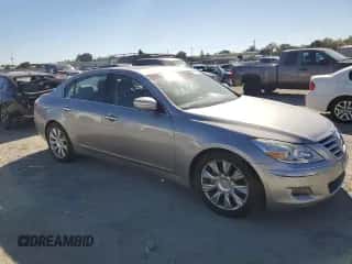 2009 Hyundai Genesis with VIN KMHGC46E79U043090, listed as a Copart auction lot 70617244 with 63,839 mi miles and Salvage title. Bid and sale history available at DreamBid. Image 4.