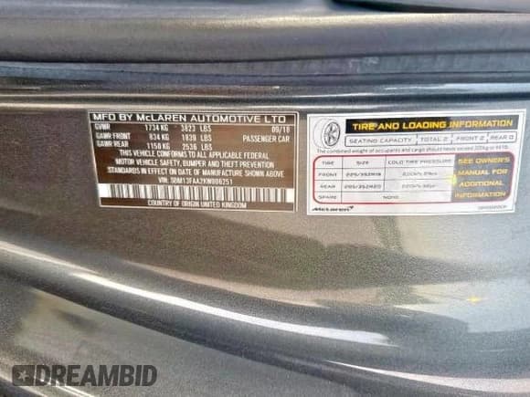 ✅ 2019 McLaren 570S • VIN: SBM13FAA2KW006251 • Lot: 65014155. Wystawiony na Copart z przebiegiem 10 553 mil. Bezpłatny archiwum sprzedaży aukcyjnych z USA i szczegółowy raport historii pojazdu na DreamBid. Zdjęcie 10.