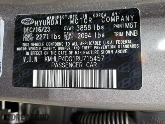 ✅ 2024 Hyundai Elantra Limited • VIN: KMHLP4DG1RU715457 • Lot: 91805355. Wystawiony na Copart z przebiegiem 52 914 mil. Bezpłatny archiwum sprzedaży aukcyjnych z USA i szczegółowy raport historii pojazdu na DreamBid. Zdjęcie 13.