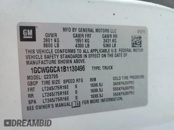 ✅ 2011 Chevrolet Express Cargo • VIN: 1GCWGGCA1B1130496 • Lot: 55515135. Listed on Copart with 212,589 mi. Free auction sales archive from the USA and detailed vehicle history report at DreamBid. Image 13.