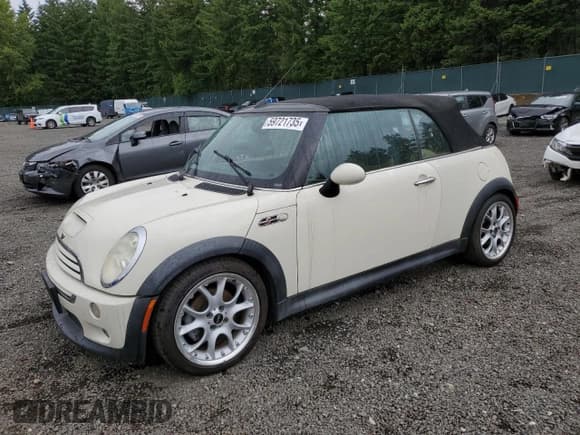 ✅ 2007 MINI Convertible S • VIN: WMWRH33567TL94103 • Lot: 59721735. Listed on Copart with 58,559 mi. Free auction sales archive from the USA and detailed vehicle history report at DreamBid. Image 1.
