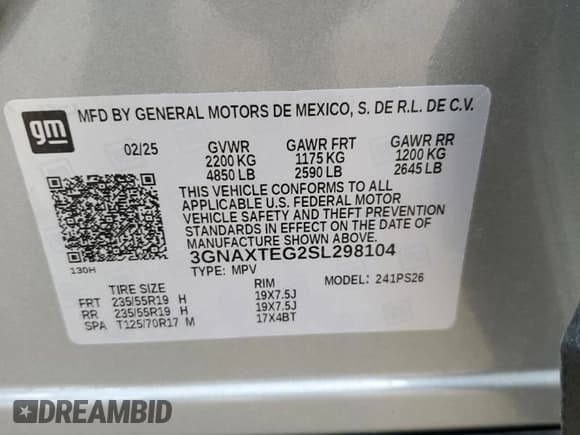 ✅ 2025 Chevrolet Equinox AWD RS • VIN: 3GNAXTEG2SL298104 • Lot: 65523735. Wystawiony na Copart z przebiegiem 3 396 mil. Bezpłatny archiwum sprzedaży aukcyjnych z USA i szczegółowy raport historii pojazdu na DreamBid. Zdjęcie 13.