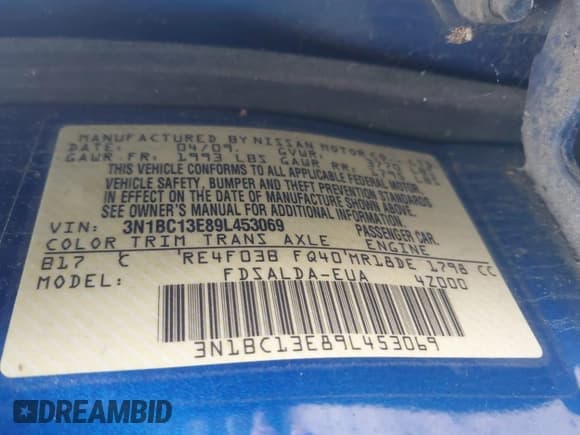 ✅ 2009 Nissan Versa S • VIN: 3N1BC13E89L453069 • Лот: 43026826. Опубликован ранее на IAAI с пробегом 79 504 миль. Бесплатный доступ к архиву аукционных продаж из США и подробный отчёт об истории автомобиля на DreamBid. Изображение 9.