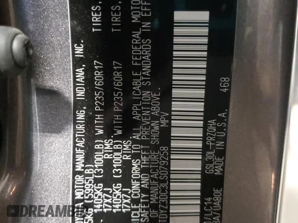 ✅ 2020 Toyota Sienna XLE Auto Access Seat • VIN: 5TDYZ3DC3LS079258 • Лот: 55288045. Опубликован ранее на Copart с пробегом 92 147 миль. Бесплатный доступ к архиву аукционных продаж из США и подробный отчёт об истории автомобиля на DreamBid. Изображение 14.