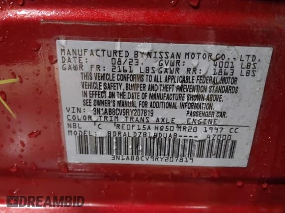 ✅ 2024 Nissan Sentra SV • VIN: 3N1AB8CV9RY207819 • Lot: 41788609. Listed on IAAI with 11,229 mi. Free auction sales archive from the USA and detailed vehicle history report at DreamBid. Image 9.