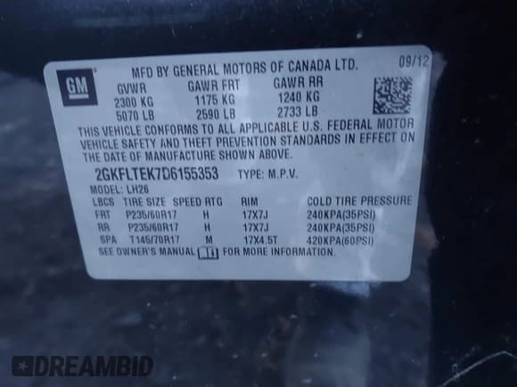 ✅ 2013 GMC Terrain SLE • VIN: 2GKFLTEK7D6155353 • Lot: 43562713. Wystawiony na IAAI z przebiegiem 124 064 mil. Bezpłatny archiwum sprzedaży aukcyjnych z USA i szczegółowy raport historii pojazdu na DreamBid. Zdjęcie 9.