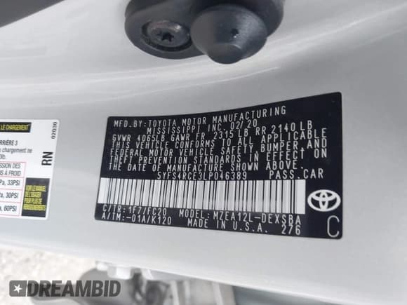 ✅ 2020 Toyota Corolla SE • VIN: 5YFS4RCE3LP046389 • Lot: 42462586. Wystawiony na IAAI z przebiegiem 83 747 mil. Bezpłatny archiwum sprzedaży aukcyjnych z USA i szczegółowy raport historii pojazdu na DreamBid. Zdjęcie 9.