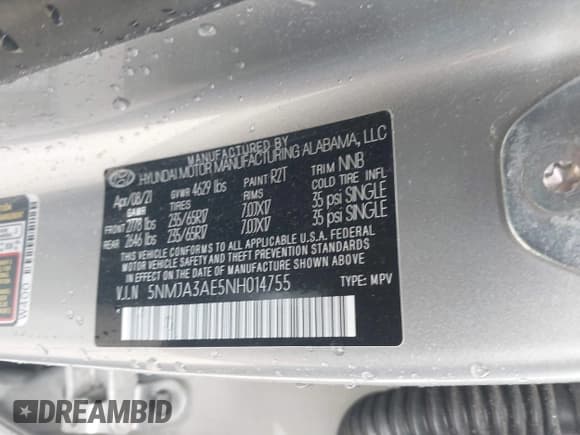 ✅ 2022 Hyundai Tucson SE • VIN: 5NMJA3AE5NH014755 • Lot: 42295267. Wystawiony na IAAI z przebiegiem 42 622 mil. Bezpłatny archiwum sprzedaży aukcyjnych z USA i szczegółowy raport historii pojazdu na DreamBid. Zdjęcie 9.