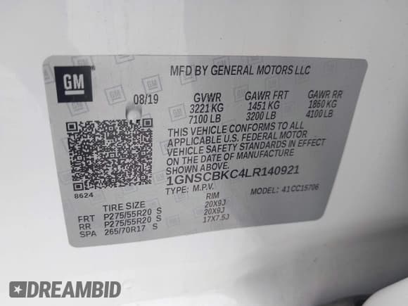 ✅ 2020 Chevrolet Tahoe LT • VIN: 1GNSCBKC4LR140921 • Lot: 42257562. Wystawiony na IAAI z przebiegiem 62 161 mil. Bezpłatny archiwum sprzedaży aukcyjnych z USA i szczegółowy raport historii pojazdu na DreamBid. Zdjęcie 9.