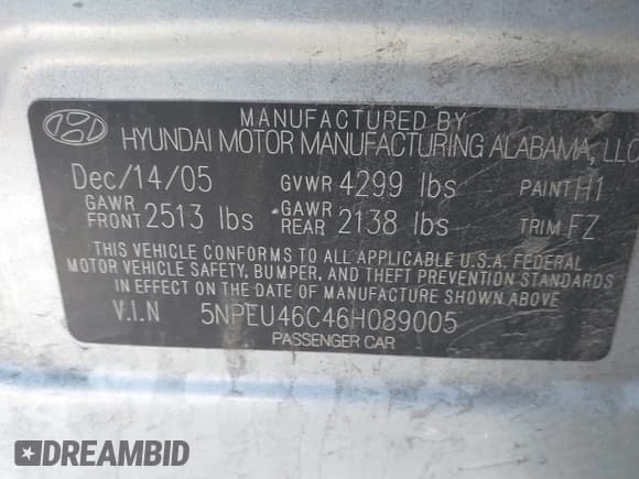 ✅ 2006 Hyundai Sonata GLS • VIN: 5NPEU46C46H089005 • Лот: 41307802. Опубликован ранее на IAAI с пробегом 184 014 миль. Бесплатный доступ к архиву аукционных продаж из США и подробный отчёт об истории автомобиля на DreamBid. Изображение 9.