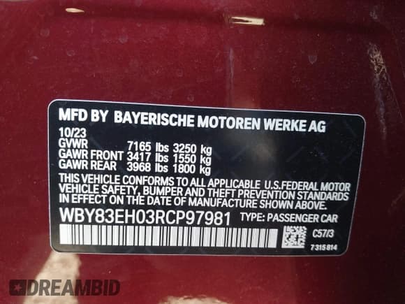 ✅ 2024 BMW i7 M70 • VIN: WBY83EH03RCP97981 • Лот: 43466182. Опубликован ранее на IAAI с пробегом 4 759 миль. Бесплатный доступ к архиву аукционных продаж из США и подробный отчёт об истории автомобиля на DreamBid. Изображение 9.