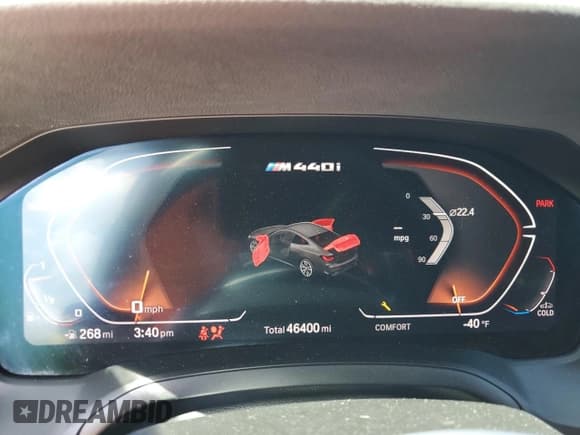 ✅ 2022 BMW 4 Series M440i • VIN: WBA83AP0XNCJ47273 • Lot: 68505145. Listed on Copart with 46,400 mi. Free auction sales archive from the USA and detailed vehicle history report at DreamBid. Image 9.