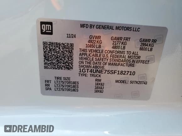 ✅ 2025 GMC Sierra 2500HD SLT • VIN: 1GT4UNE75SF182710 • Lot: 60519435. Listed on Copart with 1,642 mi. Free auction sales archive from the USA and detailed vehicle history report at DreamBid. Image 12.