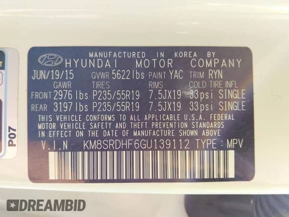 2016 Hyundai Santa Fe Limited z VIN KM8SRDHF6GU139112, wystawiony jako IAAI lot #43372499 z przebiegiem 123 204 mil mil oraz . Historia ofert i sprzedaży dostępna na DreamBid. Obrazek 9.