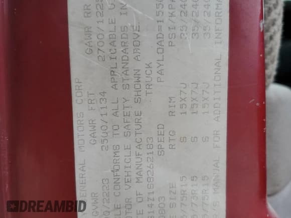 ✅ 1995 Chevrolet S-10 • VIN: 1GCCS14Z1S8262183 • Лот: 84472284. Опубликован ранее на Copart с пробегом 150 958 миль. Бесплатный доступ к архиву аукционных продаж из США и подробный отчёт об истории автомобиля на DreamBid. Изображение 12.