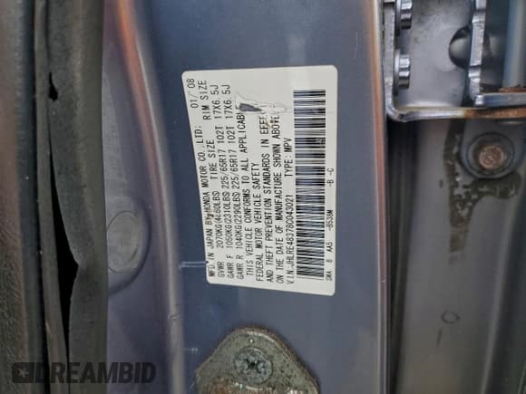 ✅ 2008 Honda CR-V LX • VIN: JHLRE48378C043021 • Лот: 93915935. Опубликован ранее на Copart с пробегом 144 849 миль. Бесплатный доступ к архиву аукционных продаж из США и подробный отчёт об истории автомобиля на DreamBid. Изображение 13.