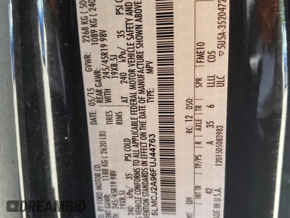 ✅ 2015 Lincoln MKC • VIN: 5LMCJ2A96FUJ44763 • Лот: 68772345. Опубликован ранее на Copart с пробегом 110 756 миль. Бесплатный доступ к архиву аукционных продаж из США и подробный отчёт об истории автомобиля на DreamBid. Изображение 14.