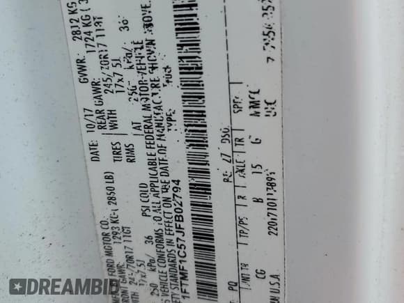 ✅ 2018 Ford F-150 XL • VIN: 1FTMF1C57JFB02794 • Lot: 58041445. Wystawiony na Copart z przebiegiem 279 074 mil. Bezpłatny archiwum sprzedaży aukcyjnych z USA i szczegółowy raport historii pojazdu na DreamBid. Zdjęcie 12.