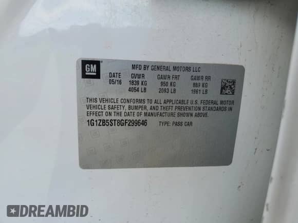 2016 Chevrolet Malibu LS с VIN 1G1ZB5ST8GF299646, выставлен на аукционе Copart как лот 82428395 с пробегом Не указан миль и Чистый • Clean title. История ставок и продаж доступна на DreamBid. Изображение 12.