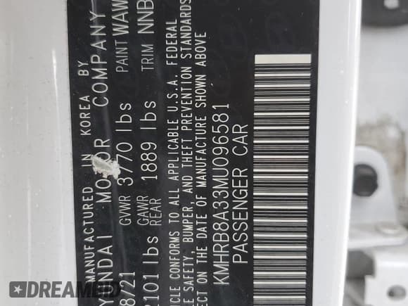 ✅ 2021 Hyundai Venue SE • VIN: KMHRB8A33MU096581 • Lot: 82825734. Listed on Copart with 61,061 mi. Free auction sales archive from the USA and detailed vehicle history report at DreamBid. Image 14.