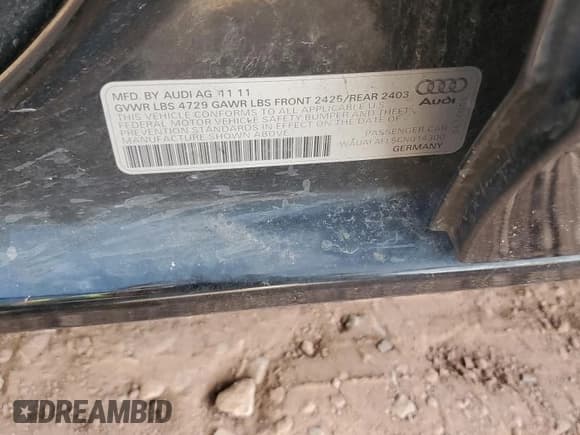 ✅ 2012 Audi A4 Premium • VIN: WAUAFAFL5CN014300 • Lot: 85555145. Listed on Copart with 164,749 mi. Free auction sales archive from the USA and detailed vehicle history report at DreamBid. Image 12.