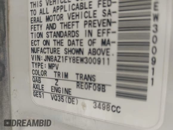 ✅ 2014 Nissan Murano • VIN: JN8AZ1FY8EW300911 • Лот: 42792351. Опубликован ранее на IAAI с пробегом 56 534 миль. Бесплатный доступ к архиву аукционных продаж из США и подробный отчёт об истории автомобиля на DreamBid. Изображение 9.