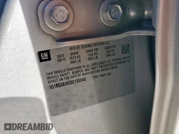 ✅ 2013 Chevrolet Volt • VIN: 1G1RC6E4XDU135040 • Лот: 91716525. Опубликован ранее на Copart с пробегом 158 697 миль. Бесплатный доступ к архиву аукционных продаж из США и подробный отчёт об истории автомобиля на DreamBid. Изображение 12.