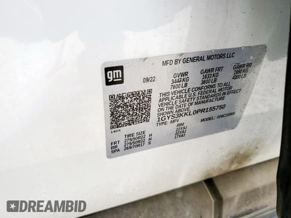 ✅ 2023 Cadillac Escalade ESV RWD Premium Luxury • VIN: 1GYS3KKL0PR155750 • Лот: 65071495. Опубликован ранее на Copart с пробегом 43 549 миль. Бесплатный доступ к архиву аукционных продаж из США и подробный отчёт об истории автомобиля на DreamBid. Изображение 13.