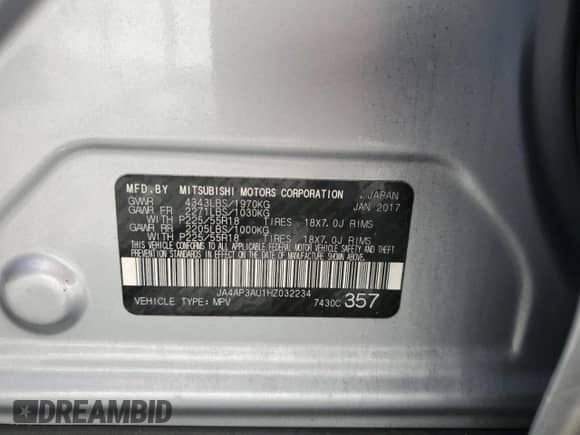 2017 Mitsubishi Outlander ES с VIN JA4AP3AU1HZ032234, выставлен на аукционе Copart как лот 81961135 с пробегом 67 223 миль миль и Списание • Salvage title. История ставок и продаж доступна на DreamBid. Изображение 13.