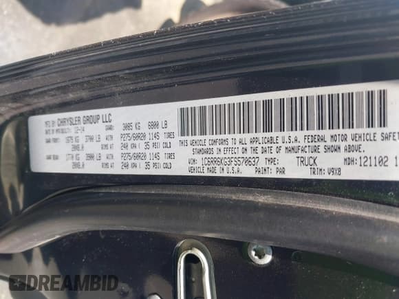 ✅ 2015 Ram 1500 Express • VIN: 1C6RR6KG3FS570637 • Lot: 42737230. Listed on IAAI with 135,290 mi. Free auction sales archive from the USA and detailed vehicle history report at DreamBid. Image 9.