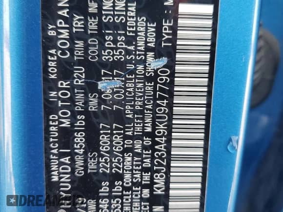 ✅ 2019 Hyundai Tucson SE • VIN: KM8J23A49KU947790 • Lot: 81069175. Wystawiony na Copart z przebiegiem 123 081 mil mil. Skorzystaj z bezpłatnego archiwum sprzedaży aukcyjnych z USA i zobacz szczegółowy raport historii pojazdu na DreamBid. Zdjęcie 13.