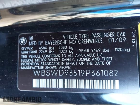 ✅ 2009 BMW M3 • VIN: WBSWD93519P361082 • Lot: 41642034. Listed on IAAI with 105,742 mi. Free auction sales archive from the USA and detailed vehicle history report at DreamBid. Image 9.