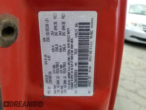 1997 Dodge Dakota z VIN 1B7GL23XXVS265918, wystawiony jako Copart lot #66989384 z przebiegiem 197 880 mil mil oraz Szkoda całkowita • Salvage title. Historia ofert i sprzedaży dostępna na DreamBid. Obrazek 12.