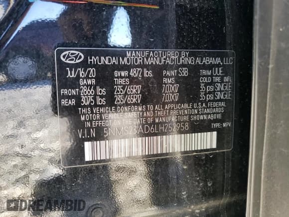 ✅ 2020 Hyundai Santa Fe SE • VIN: 5NMS23AD6LH252958 • Lot: 80943373. Wystawiony na Copart z przebiegiem 57 154 mil. Bezpłatny archiwum sprzedaży aukcyjnych z USA i szczegółowy raport historii pojazdu na DreamBid. Zdjęcie 15.