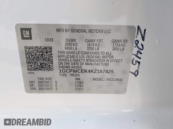 ✅ 2019 Chevrolet Silverado 1500 LT • VIN: 1GCPWCEK4KZ167825 • Lot: 43790842. Wystawiony na IAAI z przebiegiem 150 517 mil. Bezpłatny archiwum sprzedaży aukcyjnych z USA i szczegółowy raport historii pojazdu na DreamBid. Zdjęcie 9.