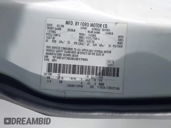 ✅ 2008 Ford Explorer XLT • VIN: 1FMEU73838UB17950 • Lot: 42746847. Wystawiony na IAAI z przebiegiem 132 411 mil. Bezpłatny archiwum sprzedaży aukcyjnych z USA i szczegółowy raport historii pojazdu na DreamBid. Zdjęcie 9.
