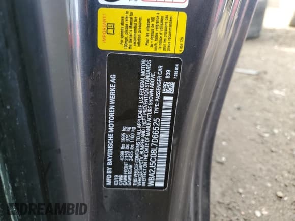 ✅ 2020 BMW 2 Series M240i • VIN: WBA2J5C08L7D66525 • Lot: 84341584. Listed on Copart with 50,749 mi. Free auction sales archive from the USA and detailed vehicle history report at DreamBid. Image 13.