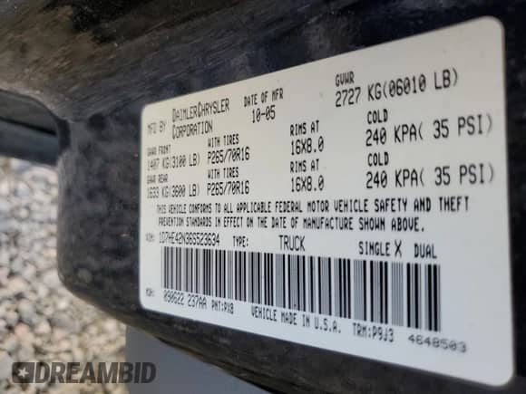 2006 Dodge Dakota SLT z VIN 1D7HE42N36S523634, wystawiony jako Copart lot #62717474 z przebiegiem 72 295 mil mil oraz Szkoda całkowita • Salvage title. Historia ofert i sprzedaży dostępna na DreamBid. Obrazek 14.