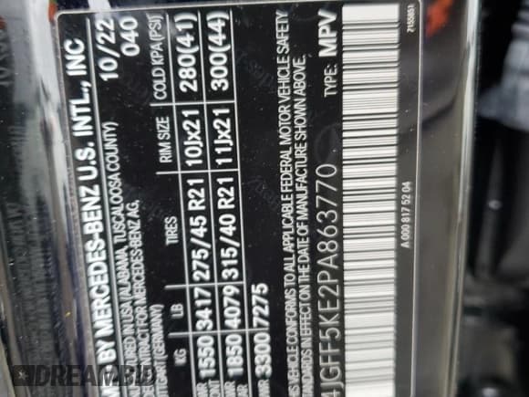 ✅ 2023 Mercedes-Benz GLS 450 • VIN: 4JGFF5KE2PA863770 • Lot: 72052495. Listed on Copart with Not provided. Free auction sales archive from the USA and detailed vehicle history report at DreamBid. Image 14.