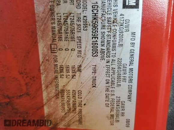 ✅ 2009 Chevrolet Silverado 2500HD LT • VIN: 1GCHK59659E160053 • Лот: 66954835. Опубликован ранее на Copart с пробегом 172 657 миль. Бесплатный доступ к архиву аукционных продаж из США и подробный отчёт об истории автомобиля на DreamBid. Изображение 12.