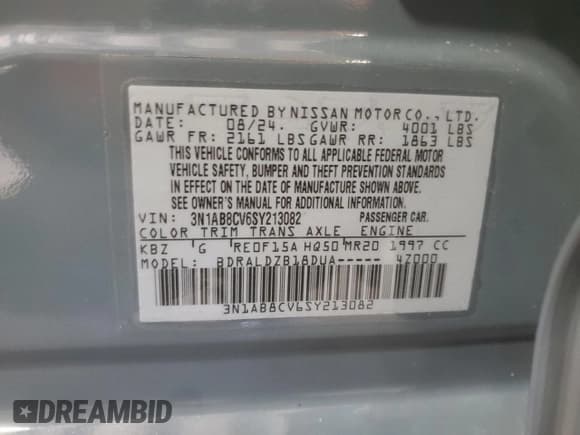 ✅ 2025 Nissan Sentra SV • VIN: 3N1AB8CV6SY213082 • Лот: 89721075. Опубликован ранее на Copart с пробегом 2 884 миль. Бесплатный доступ к архиву аукционных продаж из США и подробный отчёт об истории автомобиля на DreamBid. Изображение 12.