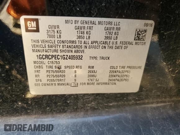 ✅ 2016 Chevrolet Silverado 1500 Custom • VIN: 1GCRCPEC1GZ405932 • Лот: 83579994. Опубликован ранее на Copart с пробегом 87 294 миль. Бесплатный доступ к архиву аукционных продаж из США и подробный отчёт об истории автомобиля на DreamBid. Изображение 13.