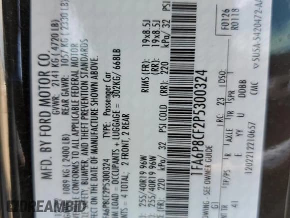 ✅ 2023 Ford Mustang GT • VIN: 1FA6P8CF2P5300324 • Lot: 68777065. Listed on Copart with 13,163 mi. Free auction sales archive from the USA and detailed vehicle history report at DreamBid. Image 12.