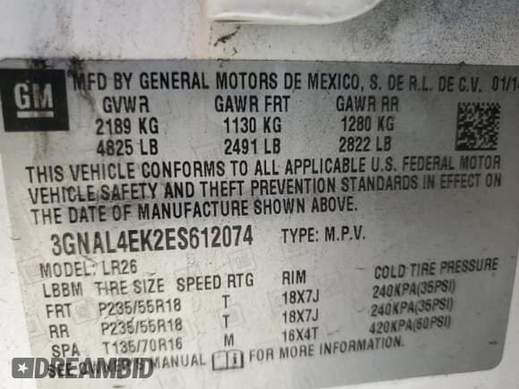 ✅ 2014 Chevrolet Captiva Sport LTZ • VIN: 3GNAL4EK2ES612074 • Lot: 55636405. Wystawiony na Copart z przebiegiem 57 986 mil. Bezpłatny archiwum sprzedaży aukcyjnych z USA i szczegółowy raport historii pojazdu na DreamBid. Zdjęcie 12.
