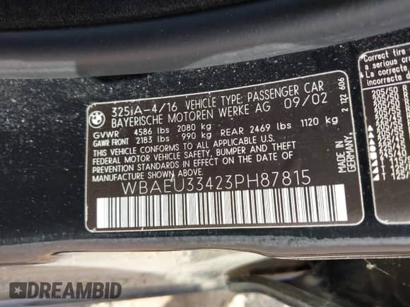 2003 BMW 3 Series 325xi с VIN WBAEU33423PH87815, выставлен на аукционе IAAI как лот 43214732 с пробегом 101 156 миль миль и . История ставок и продаж доступна на DreamBid. Изображение 9.