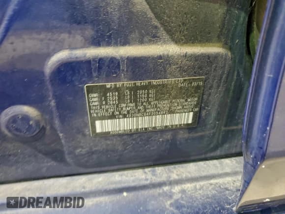 ✅ 2015 Subaru Legacy Premium • VIN: 4S3BNBC64F3054642 • Lot: 94171635. Listed on Copart with 112,127 mi. Free auction sales archive from the USA and detailed vehicle history report at DreamBid. Image 12.