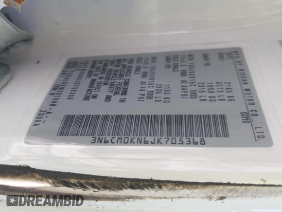 ✅ 2018 Nissan NV200 S • VIN: 3N6CM0KN6JK705368 • Lot: 41422665. Listed on IAAI with 65,873 mi. Free auction sales archive from the USA and detailed vehicle history report at DreamBid. Image 9.