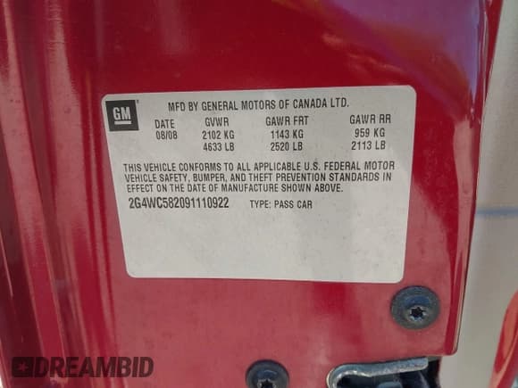 ✅ 2009 Buick LaCrosse CX • VIN: 2G4WC582091110922 • Lot: 43174218. Wystawiony na IAAI z przebiegiem 129 039 mil. Bezpłatny archiwum sprzedaży aukcyjnych z USA i szczegółowy raport historii pojazdu na DreamBid. Zdjęcie 9.