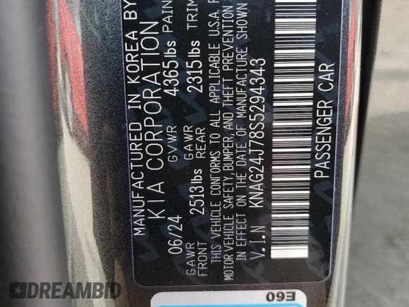 ✅ 2025 Kia K5 LXS • VIN: KNAG24J78S5294343 • Lot: 91369875. Wystawiony na Copart z przebiegiem 5 687 mil. Bezpłatny archiwum sprzedaży aukcyjnych z USA i szczegółowy raport historii pojazdu na DreamBid. Zdjęcie 13.