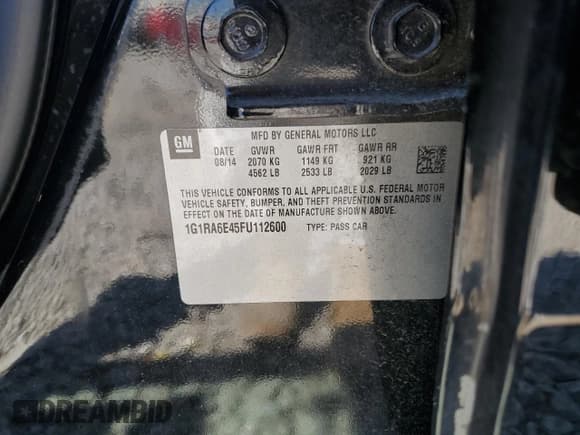 ✅ 2015 Chevrolet Volt • VIN: 1G1RA6E45FU112600 • Lot: 47627784. Wystawiony na Copart z przebiegiem 154 494 mil. Bezpłatny archiwum sprzedaży aukcyjnych z USA i szczegółowy raport historii pojazdu na DreamBid. Zdjęcie 12.